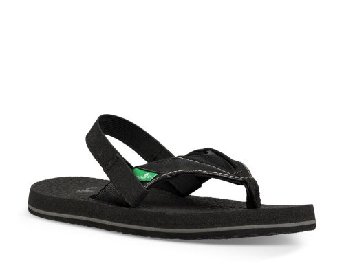 Sanuk Kids Root Beer Cozy Black Sandals | EHVBTN042